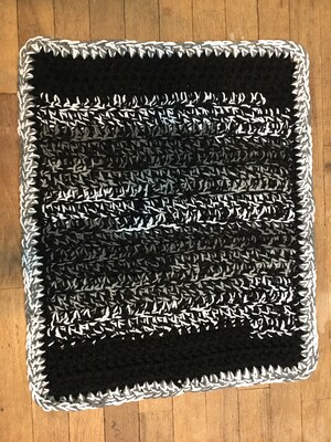 Handmade Soft Area Rug in Black, Gray, White - image2